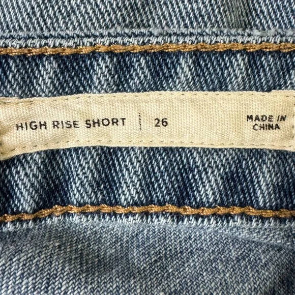 Pacsun shorts women 26 100% cotton embroidered floral high rise denim blue - Picture 7 of 11